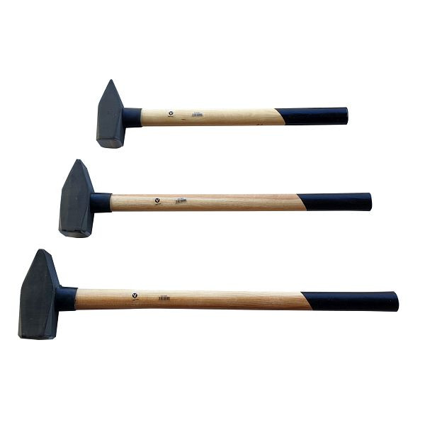 VaGo-Tools Schlosserhammer Hammer Vorschlaghammer 3/4/5kg je 1 Holzstiel 3-teiliges Set, 233-130/140/150 je 1_tv