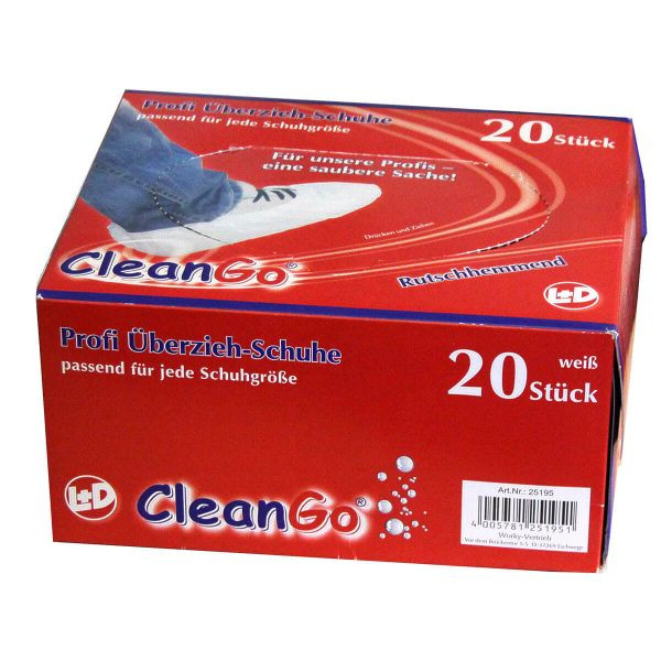 L+D CleanGo PE-Überziehschuhe ANTI-SLIP, rutschhemmend, weiß, mit Gummizug, Größe: Universalgröße, VE: VE: 20 Spenderboxen á 20 Stück, 25195-UNI