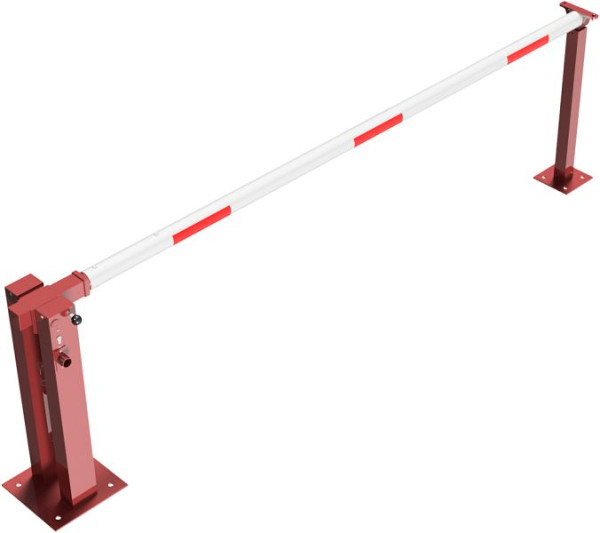 Schake Handschranke mit Gasdruckfeder und festem Auflagepfosten, lichte Weite: 3000 mm, mit Dreikantverschluss und Profilzylinderschloss, 415_30FZPB