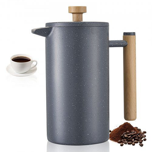 VEVOR French Press Kaffeemaschine, 1L, Edelstahl, doppelwandig isoliert, Schwarz, für Camping Reisen und Küche, BXGPTKFYHBXGCDHOU001V0