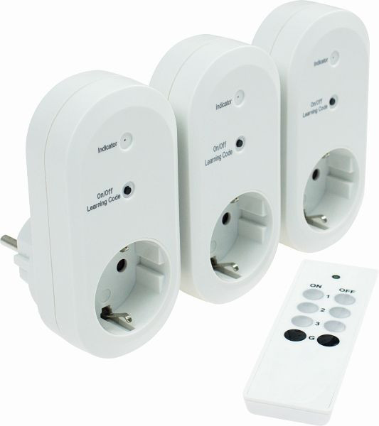 as-Schwabe 3er Set Funksteckdosen zum komfortablen Ein- und Ausschalten von elektrischen Geräten und Lampen per Fernsteuerung, 24080