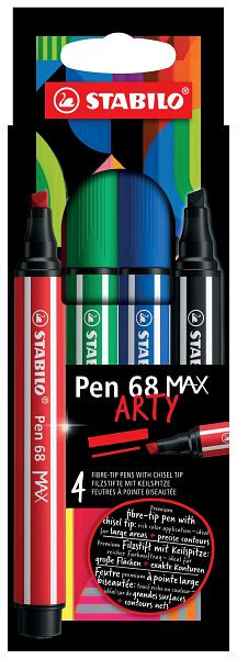 STABILO Premium-Filzstift Pen 68 MAX Etui ARTY- 4 Stück sortiert, 768/04-21