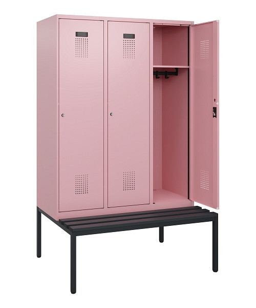 C+P Spind Evolo PLUS, 3 Abteile, 1950x1200x815mm, 3015/3015, Zylinderschloss, Material Sitzfläche Kunststoff, Sitzbank, 0490505-32 S10105