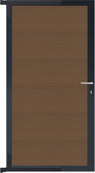 T&J MAX-XL-Tor-Komplettset, 90 x 173 cm, Füllung teak, Rahmen anthrazit, 44040