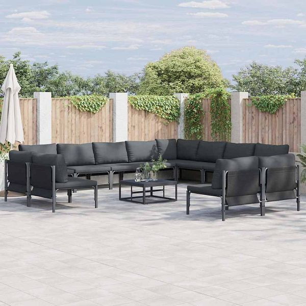 vidaXL Garten-Sofa-Set 12-teilig Anthrazit Stahl, 3379030