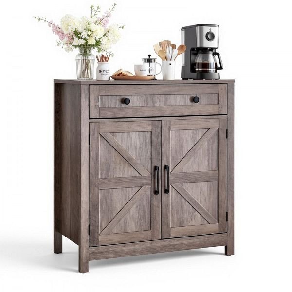 VEVOR Küchenschrank Sideboard mit Schublade & 2 Türen, 75x37,5x80 cm, Landhausstil, Grau, BSZSJ30YCSXHYJPAI001V0