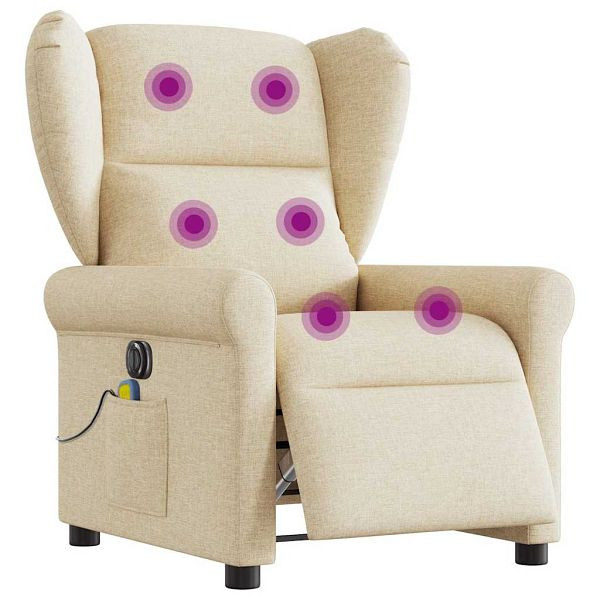 vidaXL Massagesessel Elektrisch Creme Stoff, 3303372, 8721102963544