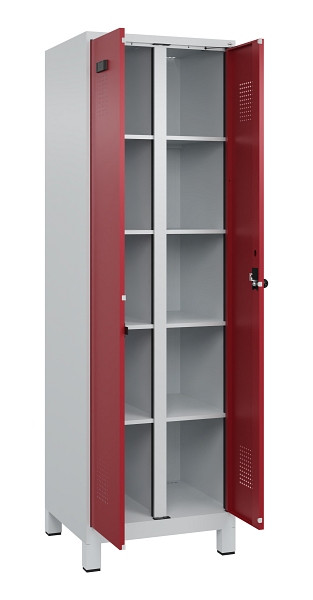 C+P Wäsche-Spind Evolo PLUS, mit Füßen, 2 Abteile, 1950x600x500mm, 7035/3003, Verschluss Drehriegel, 049012-20B S10004