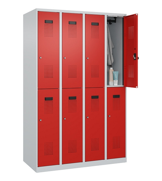 C+P Doppelstöckiger Spind Evolo PLUS, 8 Fächer, 1850x1200x500mm, 7035/3020, Zylinderschloss, 049300-40 S10032