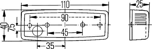 HELLA Seitenmarkierungsleuchte - Halogen - Anbau - Lichtscheibenfarbe: gelb - links/rechts, 2PS 006 717-077