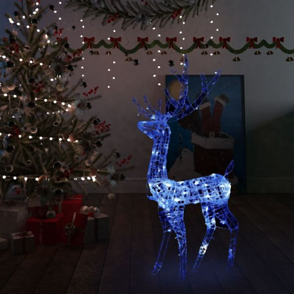 vidaXL LED-Rentier Acryl Weihnachtsdekoration 140 LEDs 120 cm Blau, 329783