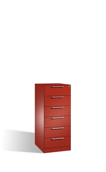 C+P Karteischrank Asisto, H1310xB562xT600mm, Farbe: feuerrot, Bügelgriff, 146224-622 S10053
