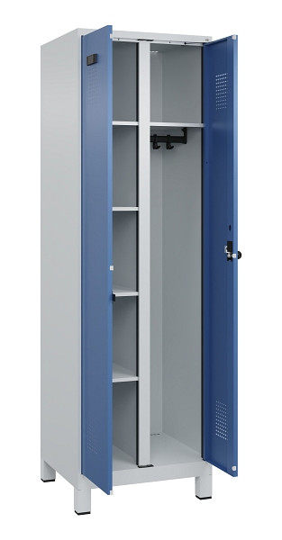 C+P Wäsche-/Garderobenspind Evolo PLUS, mit Füßen, 2 Abteile, 1950x600x500mm, 7, Frontfarbe RAL 5023 Fernblau, Drehriegel, 049610-20 S10008