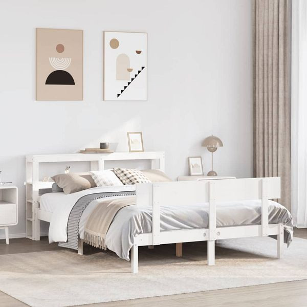 vidaXL Massivholzbett ohne Matratze Weiß 120x190 cm Kiefernholz, 3305789