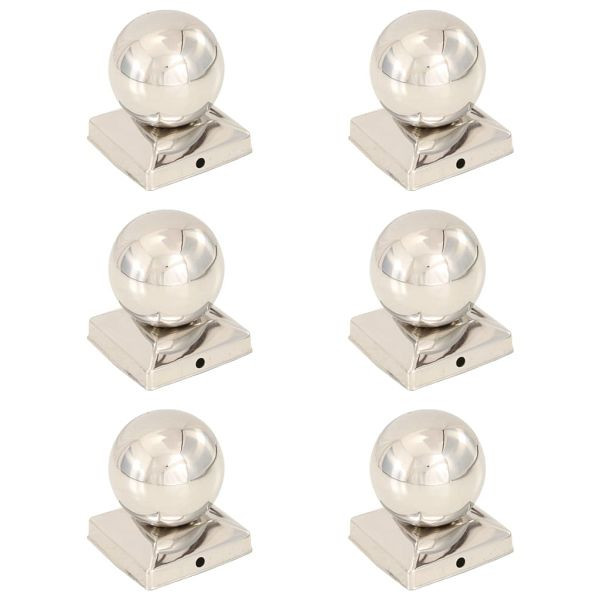 vidaXL Pfostenkappen 6 Stück Kugelform Edelstahl 81 x 81 mm, 145495