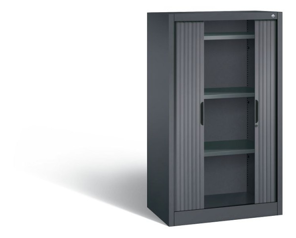 C+P Sideboard mit Rollladen Omnispace, H1345xB800xT420mm, Farbe: Schwarzgrau, Griffmulde, 3 OH, 3221-00 S10035
