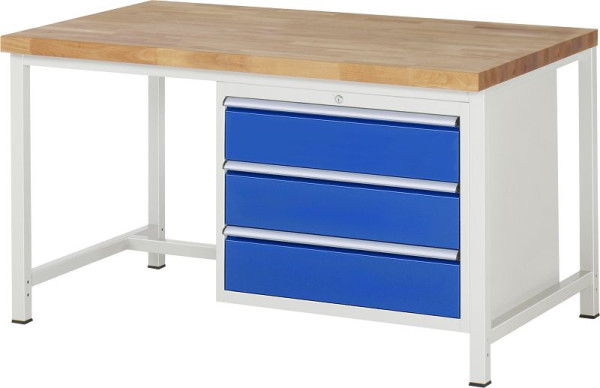 RAU Werkbank Serie 8000 - Modell 8257, B1500 x T900 x H840 mm, Systemunterbau B1495 x T850 x H800 mm, 03-8257A1-159B4S.11