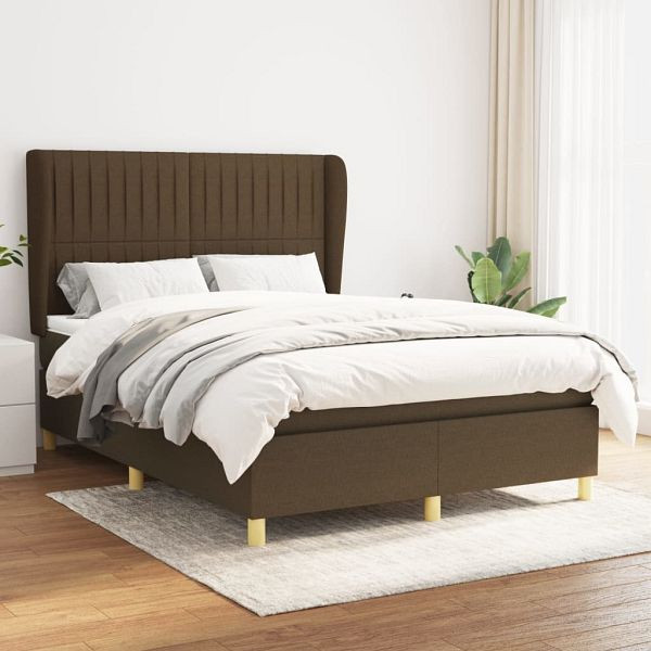 vidaXL Boxspringbett mit Matratze Dunkelbraun 140x200 cm Stoff, 3128688