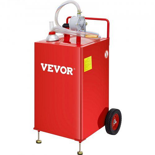 VEVOR Fuel Caddy Kraftstoffspeichertank 30 Gallonen 2 Räder mit manueller Pumpe, Rot, SYJYCHSGJL230PGARV0
