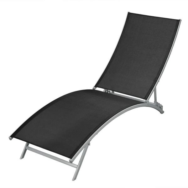 vidaXL Sonnenliege Stahl und Textilene Schwarz, Stahl, 42866