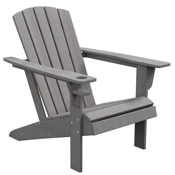 Outsunny Gartenstuhl, ergonomisches Design, wetterfest, HDPE, grau, 75 x 87 x 90 cm, 84B-675GY