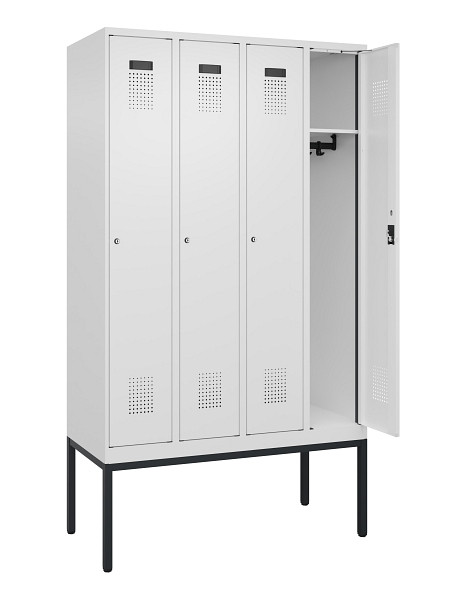 C+P Spind Evolo PLUS, Gestell, 4 Abteile, 2120x1200x500mm, 9016/9016, Verschluss Zylinderschloss, Ablageböden 4, 0490307-40 S10047