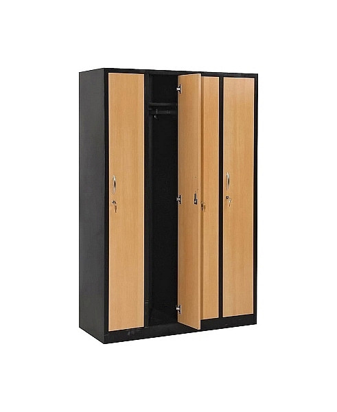 Mades Garderobenschrank 4-türig schwarz/Buche Dekor, SD1077141sbuA