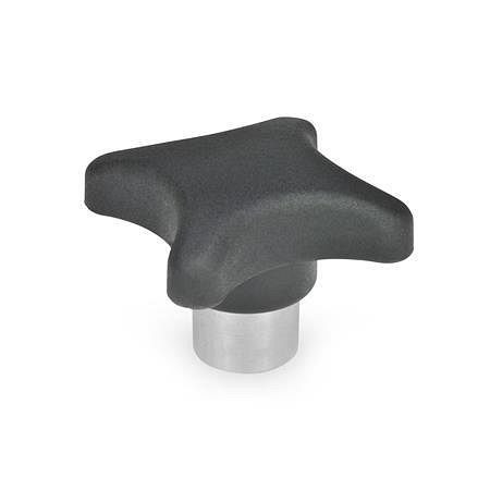 Ganter Kreuzgriffe, Thermoplast, mit vorstehender Edelstahl-Buchse (GN 6335.2-50-M10-E-NI), VE: 25 Stück, 6335.2-50-M10-E-NI