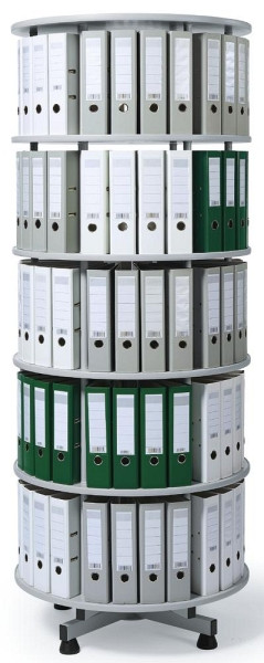 Deskin Ordnersäule mit 5 Etagen, hellgrau Holz, drehbar, H 2030 mm, Durchmesser 800 mm, 219519