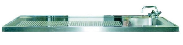 KBS Schanktischabdeckung 1600x700mm mit Aufkantung 1 Becken rechts, 304200