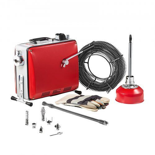 VEVOR Elektrische Rohrreinigungsmaschine, 400 W, 1400 U/min, 20 m x 16 mm & 5 m x 9,5 mm Federkabel, 0,4 m x 12 mm, XSGDQJJXS400UGHGF001V2