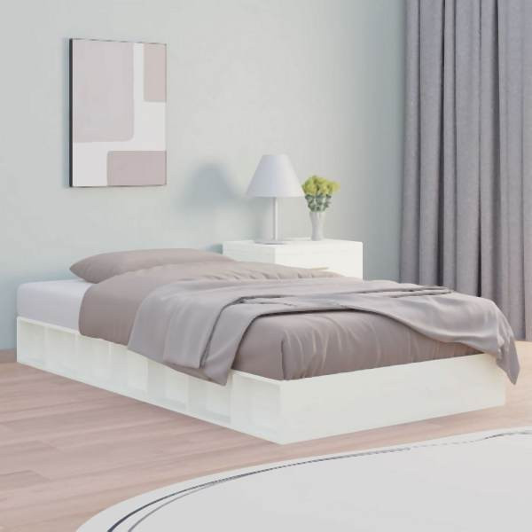vidaXL Massivholzbett Weiß 140x190 cm, 820717, 8720287136057