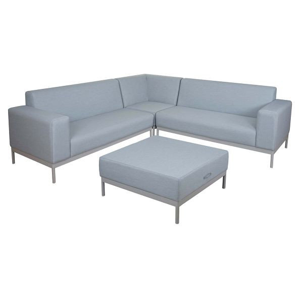 Mendler Alu-Garten-Garnitur HWC-C47, Sofa, Outdoor Stoff/Textil, blau ohne Ablage, ohne Kissen, 58493+58494+58495