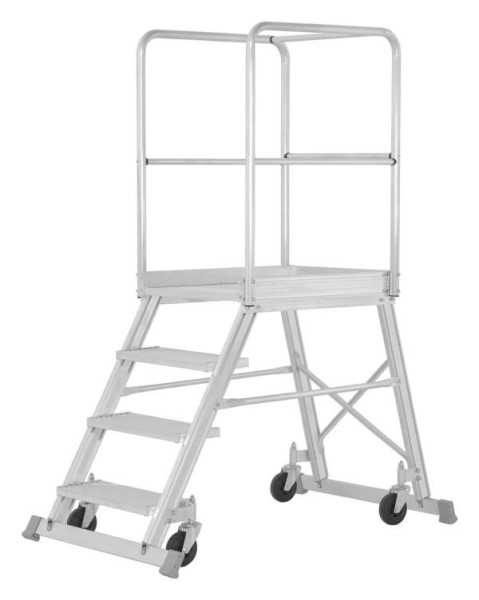 HYMER Podesttreppe fahrbar, einseitig begehbar nach DIN EN 131-7, 4 Stufen, Standhöhe 0,97 m, 688804
