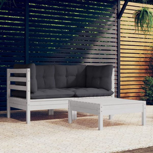 vidaXL 3-teilig Garten-Lounge-Set mit Anthrazit Kissen Kiefernholz, 3096017