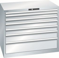 LISTA Schubladenschrank 54x36E (BxTxH) 1023x725x850mm KEY Lock, Lichtgrau, 7 Schubladen, Traglast Schubladen 200 kg, 78.806.020