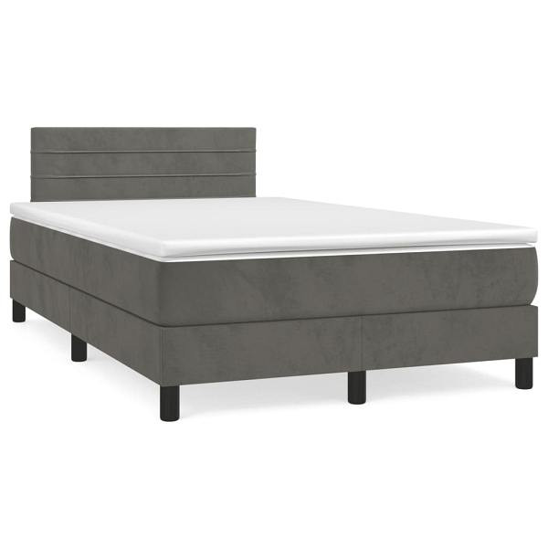 vidaXL Boxspringbett mit Matratze Dunkelgrau 120x190 cm Samt, 3269844