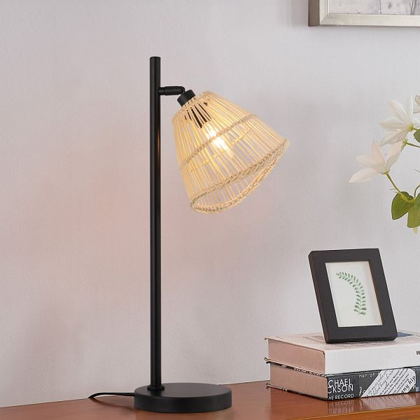 HOME DELUXE Tischleuchte aus Rattan FELIA, Beige, 61039