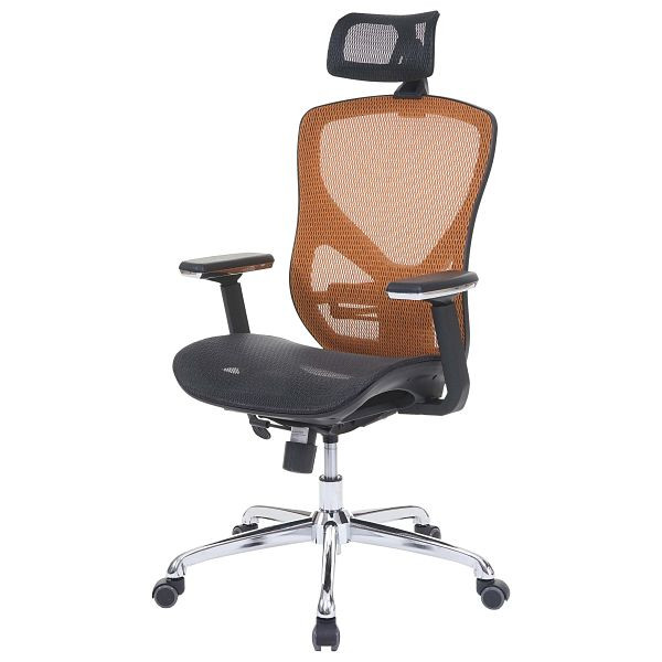 Mendler Bürostuhl HWC-A61, Schreibtischstuhl, Sliding-Funktion Stoff/Textil ISO9001, schwarz/orange, 56831