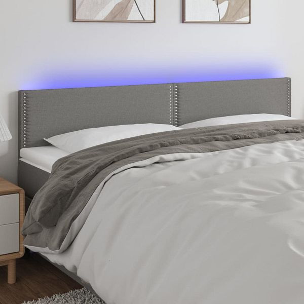 vidaXL LED Kopfteil Dunkelgrau 200x5x78/88 cm Stoff, 3121495