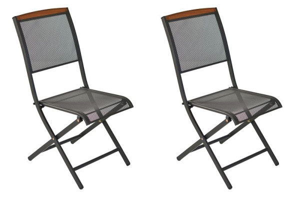 Merxx Patmos Klappstuhl, 2er Set, Rückenabschluss aus Akazienholz, Stahl FSC Akazienholz, 50967-217