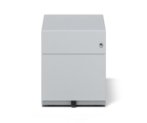 Bisley Rollcontainer Note mit Griffleiste, 1 Universalschublade, 1 HR-Schublade, lichtgrau, NWA79M7BF645