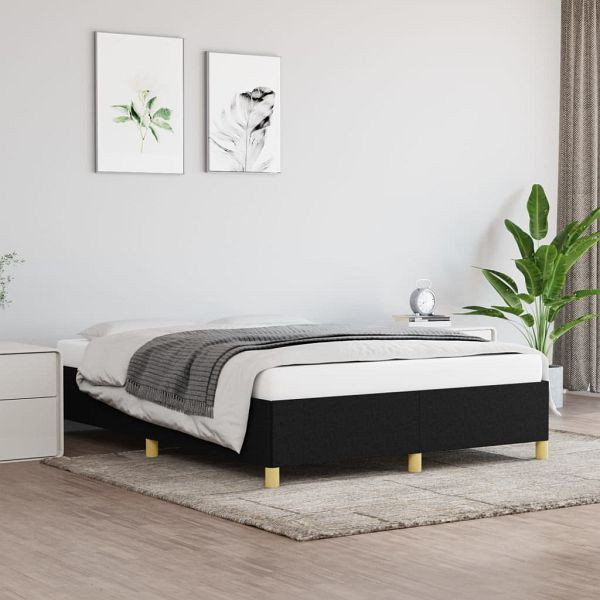 vidaXL Bettgestell Schwarz 140x190 cm Stoff, Material: Stoff (100% Polyester), Sperrholz, Holzwerkstoff, 347159