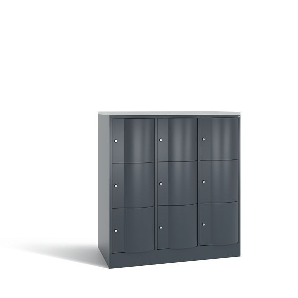 C+P XL-Schließfachschrank Resisto,9 Fächer,H1255B1148T640mm,Anthrazit/DBSHellgrau, 8573-373 S10198