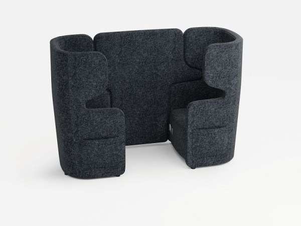 Bisley Vivo 2er-Set, gegenüberliegende Sessel mit hoher Rückenlehne, Farbe: dunkelgrau, Steckdose + 2xUSB + 2 Seitentaschen, VIVH2SETPS2WM0102