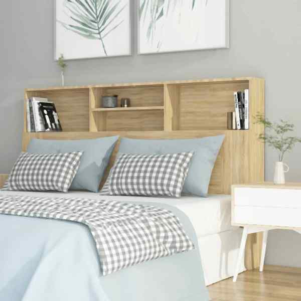 vidaXL Bett-Kopfteil mit Ablagen Sonoma-Eiche 160x19x103,5 cm, 811874