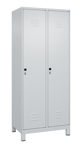 C+P Umkleidespind Classic PLUS mit Mitteltrennwand, Füße, 2 Abteile, 1950x800x500mm, 7035/7035, Drehriegel, 080010-22F S10015