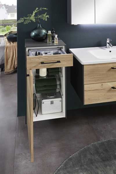 Marlin Bad 3400 Highboard 40 cm Eiche Struktur Nachbildung/Anthrazit Matt  Türanschlag: links ASMN HBST4AL günstig versandkostenfrei online kaufen:  große Auswahl günstige Preise