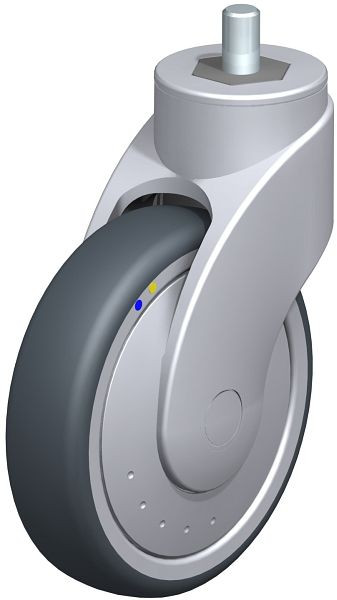 Blickle LWGXE-TPA 126XK-ELS-FK-GSX12 Kunststoff-Lenkrolle WAVE, rostfrei, mit Gewindestift, Thermoplastisches Gummi-Elastomer, Grau, 747486