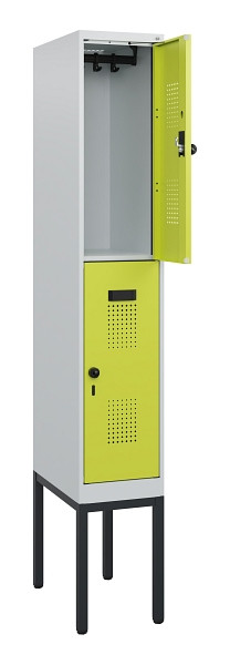 C+P Doppelstock-Spind Evolo PLUS, Gestell, 2 Fächer, 1950x300x500mm, 7035/0024, Drehriegel, 0493305-10 S10015
